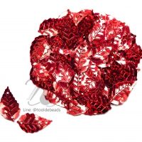 เลื่อมใบไม้ดิสโก้ 13*25มม. สีแดง (80 กรัม)