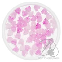 ลูกปัดอะคริลิค 8*10มม. ตัวครอบดอกไม้ สีชมพู สีหวาน (10 กรัม)