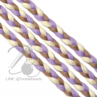 เชือกเปียสาม 6มม. สีน้ำตาล-ม่วงสว่าง-ครีม (1 หลา)