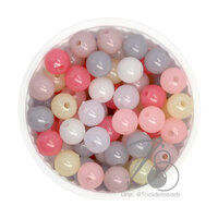 ลูกปัดกิโล ตราจระเข้ 8มม. สีผสม คละสีน้ำตาล (100 กรัม)