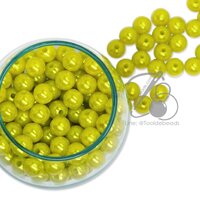 ลูกปัดมุกพลาสติก 8มม. สีเขียวมะนาว (100 กรัม)