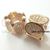ลูกปัดฝังเพชร High Quality 10มม. ลายคั่น สีนาค (1 ชิ้น)