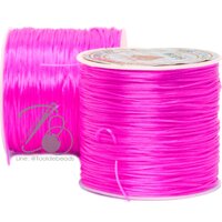 ไหมยืด เส้นแบน สีชมพูเข้ม (50 หลา)