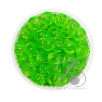 ลูกปัดกิโล ตราจระเข้ กระดูกงู 8มม. สีใส สีเขียวตอง (100 กรัม)