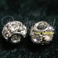 ลูกปัดเพชรกลม (High Quality) 8มิล สีเงิน (1 ชิ้น)