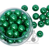 ลูกปัดมุกพลาสติก 12มม. สีเขียวเข้ม (15 กรัม)