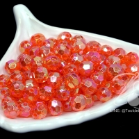 ลูกปัดพลาสติก เคลือบรุ้ง 8มม. เจียเหลี่ยม สีส้ม (500 กรัม)