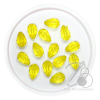 ลูกปัดสีใส 10*16มม. ลายหยดน้ำ สีเหลือง (100 กรัม)