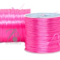 ไหมยืด เส้นแบน สีชมพู (50 หลา)