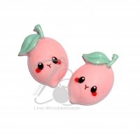 พลาสติกครึ่งซีก 15*23มม. ลายผลไม้ สีชมพู (1 ชิ้น)