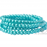 ลูกปัดมุกแก้ว 6มม. สีฟ้า (150 เม็ด)