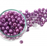ลูกปัดมุกพลาสติก 8มม. สีม่วงหวาน (100 กรัม)