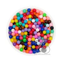 ลูกปัดกิโล ตราเสือ 4มม. สีสด คละสี (80 กรัม)