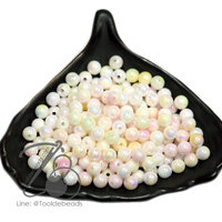 ลูกปัดพลาสติก 6มม. เคลือบรุ้งหลากสี สีเหลือง (10 กรัม)