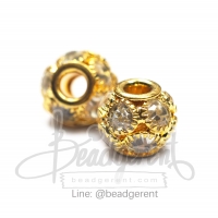 ลูกปัดเพชรกลม (High Quality) 10มิล สีทอง (1 ชิ้น)