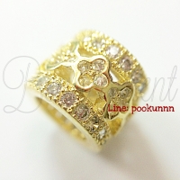 ลูกปัดฝังเพชร High Quality 9*11มม. ลายคั่น สีทอง (1 ชิ้น)