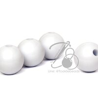 ลูกปัดลูกชิ้น 18มม. สีสด สีขาว (500 กรัม)