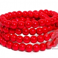 ลูกปัดมุกแก้ว 8มม. สีแดง (110 เม็ด)