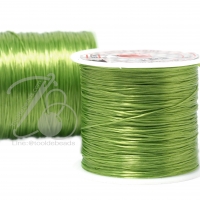 ไหมยืด เส้นแบน สีเขียวตอง (50 หลา)