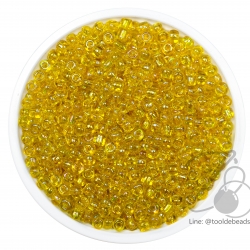 ลูกปัดเม็ดทราย 8/0 โทนรุ้ง สีเหลือง (450 กรัม) SKU-04033