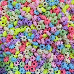 ลูกปัดอะคริลิค 10มม. ลายโดนัท ร้อยขั้น คละสีหวาน (500 กรัม) SKU-08494