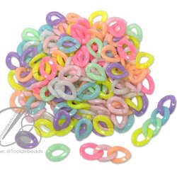 ลูกปัดอะคริลิค 10*15มม. ลายโซ่ต่อ คละสีหวาน (100 กรัม) SKU-12455