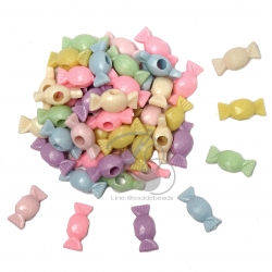 ลูกปัดอะคริลิค 10*24มม. ลายทอฟฟี่ สีหวาน (500 กรัม) SKU-06646