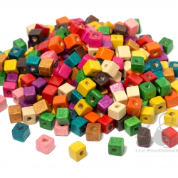 ลูกปัดไม้ 6มม. ทรงเต๋า (500 กรัม) SKU-11757