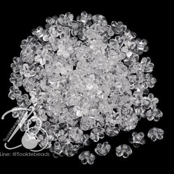 ลูกปัดอะคริลิค 10มม. ลายดอกไม้ ร้อยข้าง สีใส (15 กรัม) SKU-09527