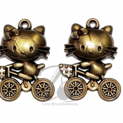 จี้อะคริลิค 38*43มม. ลายแมวขี้จักรยาน สีสนิม (500 กรัม) SKU-05934