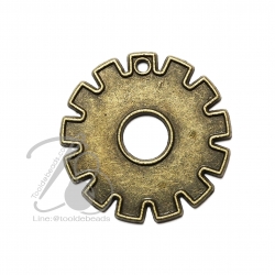 จี้เหล็ก 130 28มม. ลายเกียร์ สีสนิม (1 ชิ้น) SKU-00459