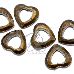 ลูกปัดอะคริลิค 25มม. ลายหัวใจ รูกลาง สีสนิม (500 กรัม) SKU-03144