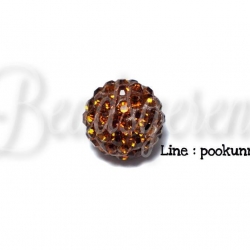 ลูกปัดฝังเพชร 12มม. สีน้ำตาล (1 ชิ้น) SKU-01571