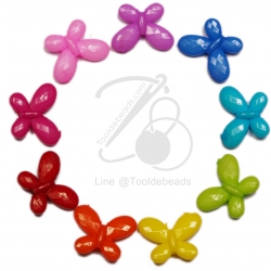 ลูกปัดอะคริลิค 30*23มม. ลายผีเสื้อ คละสีสด (15 กรัม) SKU-05042
