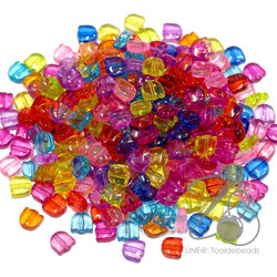 ลูกปัดอะคริลิค 8มม. ลายดอกทิวลิป คละสีใส (500 กรัม) SKU-14059