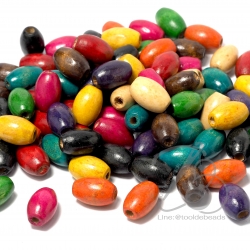 ลูกปัดไม้ 15*10มม. ทรงรีอ้วน (500 กรัม) SKU-10828