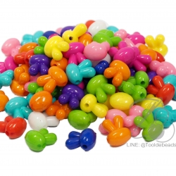 ลูกปัดอะคริลิค 13*16มม. ลายกระต่าย คละสีสด (500 กรัม) SKU-06853