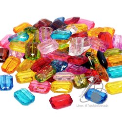 ลูกปัดอะคริลิค 16มม. ตัดเหลี่ยม คละสีใส (500 กรัม) SKU-12011