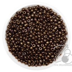 ลูกปัดเม็ดทราย 8/0 โทนมุก สีน้ำตาลทอง (450 กรัม) SKU-03973