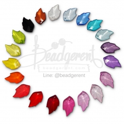 จี้อะคริลิค 15*25มม. ลายใบไม้หยัก คละสีใส (500 กรัม) SKU-04436