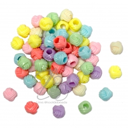 ลูกปัดอะคริลิค 12มม. ลายเหลี่ยมถัก สีหวาน (500 กรัม) SKU-06652