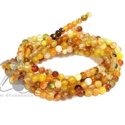 หิน Yellow agate 4มม. (91 เม็ด) SKU-09314