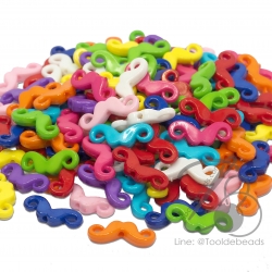 ลูกปัดอะคริลิค 6*20มม. ลายหนวด สีสด (500 กรัม) SKU-07599