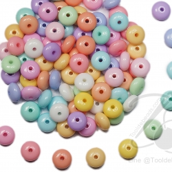 ลูกปัดอะคริลิค 10มม. ทรงโดนัท คละสีหวาน (225 กรัม) SKU-02954