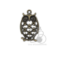 จี้เหล็ก 581 18*30มม. ลายนกฮูกฉลุ สีสนิม (1 ชิ้น) SKU-16776