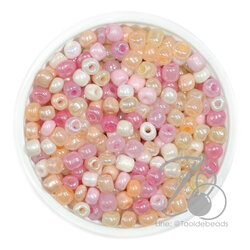 OK Brand ลูกปัดเม็ดทราย 6/0 โทนมุก สีชมพูส้มแคนดี้ (15 กรัม) SKU-15188