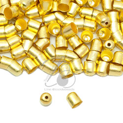 ตัวครอบทรงกลม 8มม. แบบเรียบ สีทอง (20 ชิ้น) SKU-10189