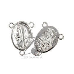 จี้เหล็ก 576 15*20มม. ลายนักบุญ สามห่วง สีเงิน (1 ชิ้น) SKU-14064