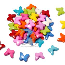 ลูกปัดอะคริลิค 18*19มม. ลายผีเสื้อ สีสด (15 กรัม) SKU-05029