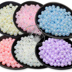 ลูกปัดพลาสติก เคลือบรุ้ง 8มม. ทรงกลม (500 กรัม) SKU-15495